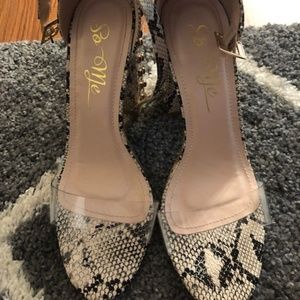 Snake skin heeled sandals